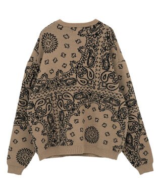 CRAFT STANDARD BOUTIQUE ペイズリー柄ニットプルオーバー Gray Beige