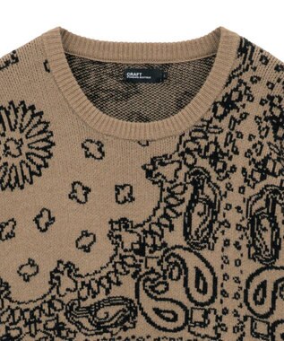 CRAFT STANDARD BOUTIQUE ペイズリー柄ニットプルオーバー Gray Beige