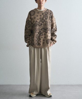 CRAFT STANDARD BOUTIQUE ペイズリー柄ニットプルオーバー Gray Beige