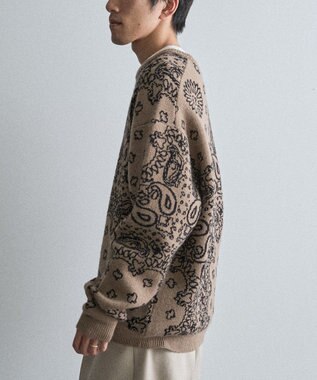 CRAFT STANDARD BOUTIQUE ペイズリー柄ニットプルオーバー Gray Beige