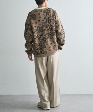 CRAFT STANDARD BOUTIQUE ペイズリー柄ニットプルオーバー Gray Beige