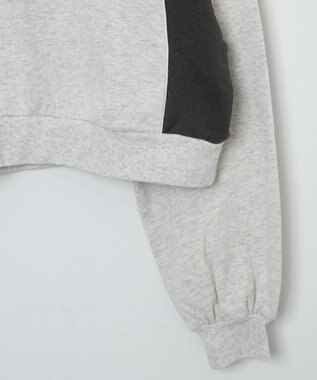 WEGO パイピング切替ショートハーフZIPスウェット 杢グレー