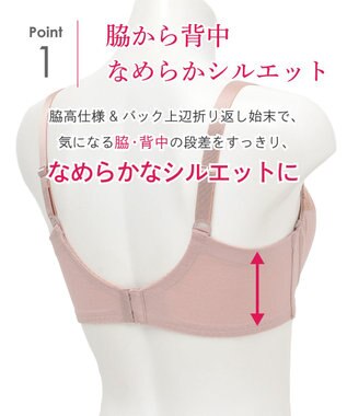 Wing フルカップブラ　背中の段差すっきり　カップ肌側は綿混素材　バストをしっかり包み込む　ウイング／ワコール　KB2114 ピーチ