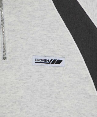 WEGO パイピング切替ショートハーフZIPスウェット 杢グレー