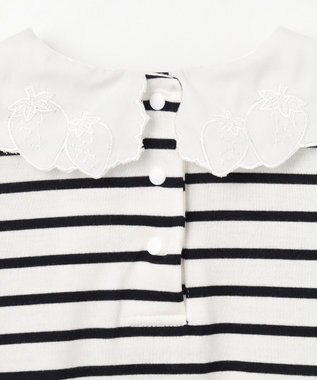 ANY KIDS 【チェリーベリーシリーズ】刺繍 ブラウス ホワイト×ブラックボーダー