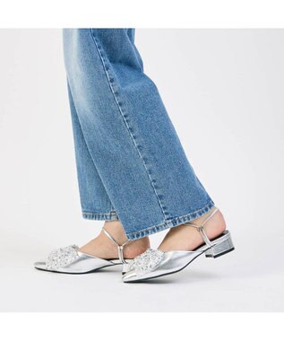 MODE ET JACOMO <noyau>2WAYリボンストラップミュールパンプス シルバーコンビ