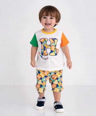 MIKI HOUSE HOT BISCUITS 【80-120cm】 バンダナ柄 ワッペン 半袖Tシャツ マルチカラー