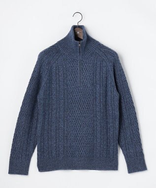 JOSEPH ABBOUD 【柔らか】ラムコットンハイネックジップ セーター ブルー系
