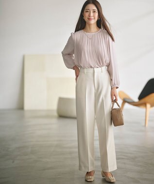 組曲 S 【WEB限定】ベーシックダブルクロス ワイドストレートパンツ アイボリー系
