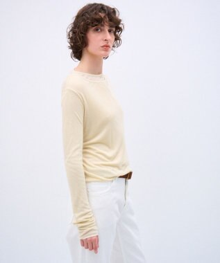 ATON SILK BLENDED CIRCULAR RIB | クルー＆クルーレイヤードプルオーバー YELLOW