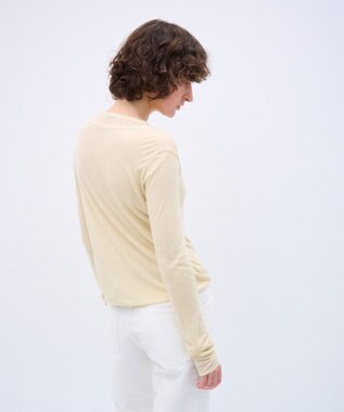 ATON SILK BLENDED CIRCULAR RIB | クルー＆クルーレイヤードプルオーバー YELLOW
