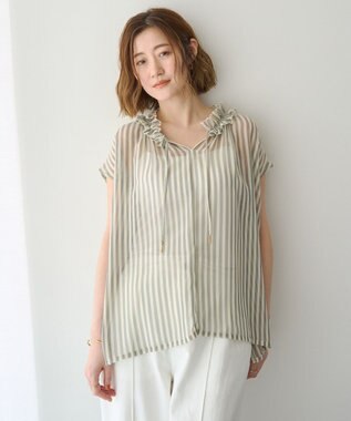YECCA VECCA ギャザーリボンブラウス Off White