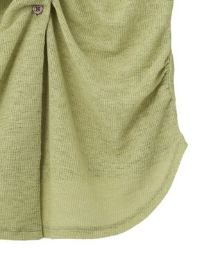earth music&ecology 【予約】シアーワッフルタックボタントップス ライトグリーン