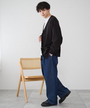 WEGO 【ユニセックス着用ITEM/紫外線対策/冷房対策】オーバーフィットドライタッチカーディガン ブラック