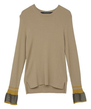 YECCA VECCA 袖口シアーリブニット Light Beige