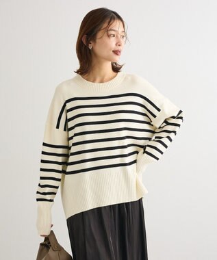 Green Parks ふわもっちニットプルオーバー Border