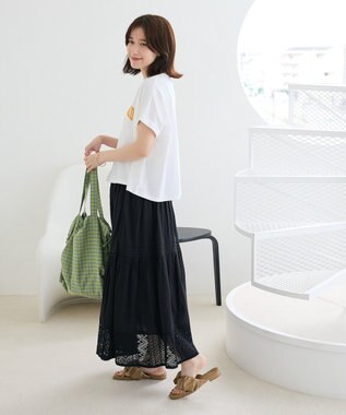 Green Parks 袖折り返しカレッジＴシャツ Off White