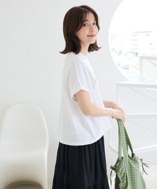 Green Parks 袖折り返しカレッジＴシャツ Off White