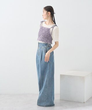 earth music&ecology 【WEB限定】ベロアリボンフェザービスチェ Charcoal Gray