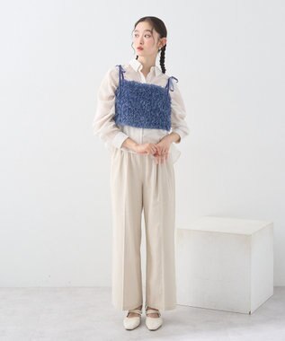 earth music&ecology 【WEB限定】ベロアリボンフェザービスチェ Blue