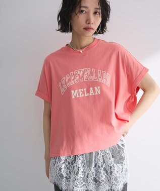 Green Parks 袖折り返しカレッジＴシャツ Pink