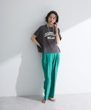 Green Parks 袖折り返しカレッジＴシャツ Charcoal Gray