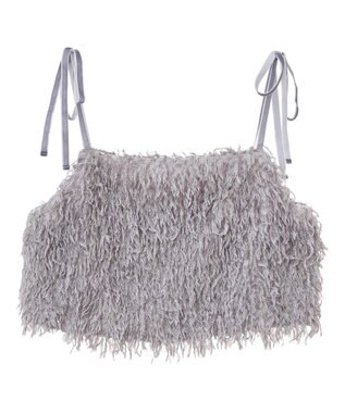 earth music&ecology 【WEB限定】ベロアリボンフェザービスチェ Charcoal Gray