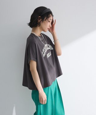 Green Parks 袖折り返しカレッジＴシャツ Charcoal Gray