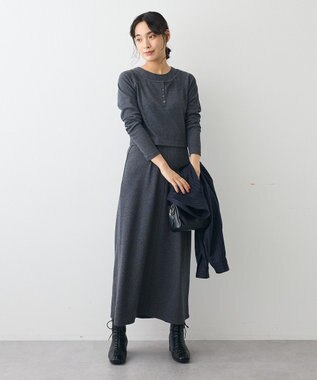 CRAFT STANDARD BOUTIQUE 2点セット/リブレイヤードワンピース Dark Gray Mixture