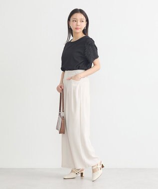 earth music&ecology フリルスリーブカットソー Black