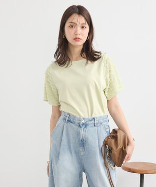 earth music&ecology フリルスリーブカットソー Yellow