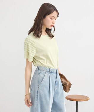earth music&ecology フリルスリーブカットソー Yellow