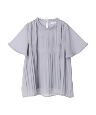 earth music&ecology マジョリカプリーツ半袖ブラウス Sax