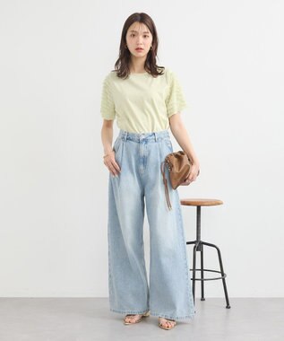 earth music&ecology フリルスリーブカットソー Yellow