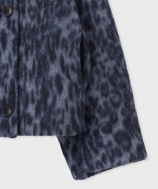 Paul Smith ウールブレンド レオパード スタンドブルゾン ブルー