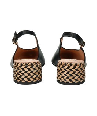 INTER-CHAUSSURES 【INTER-CHAUSSURES】ポインテッドトウVカットバックバンド ブラックコンビ