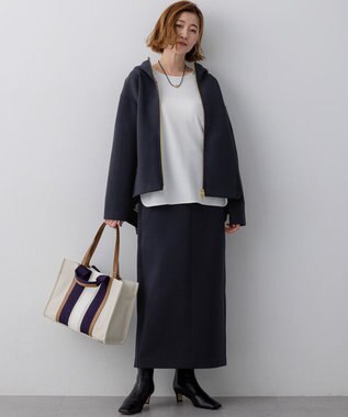 23区 コットンダンボール スカート ネイビー系