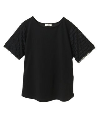 earth music&ecology フリルスリーブカットソー Black