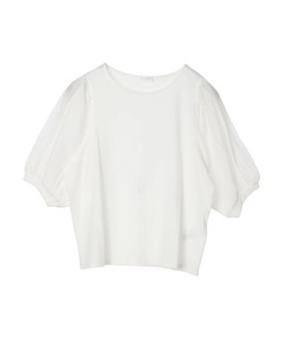 Green Parks 袖シアードッキング５分袖カットプルオーバー Off White