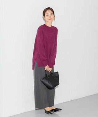 ANY 【洗える】ソフトタッチ求心ニット マゼンタ