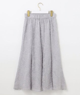 ANY SIS 【洗える】フェザーフラワージャカード スカート ライトグレー