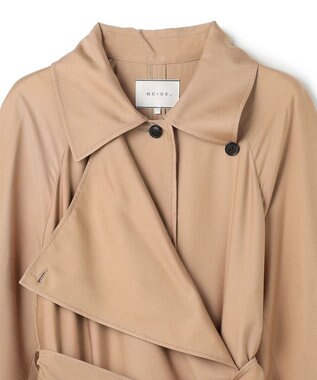 BEIGE， COBURN / シルク混ロングステンカラーコート Camel