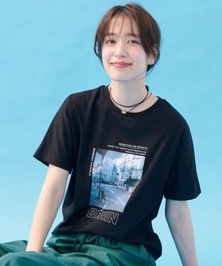 ANY L オーガビッツロゴ・フォトTシャツ ブラック×フォト