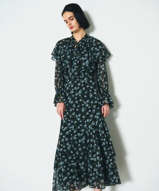 GRACE CONTINENTAL スモールフラワーケープトップ ブラック