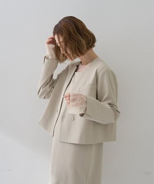 YECCA VECCA 【2点SET】ショートジャケットセットキャミワンピース Light Beige