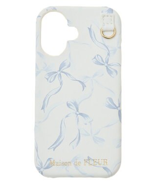 Maison de FLEUR リボンプリントアイフォン16ケース Grayish Blue