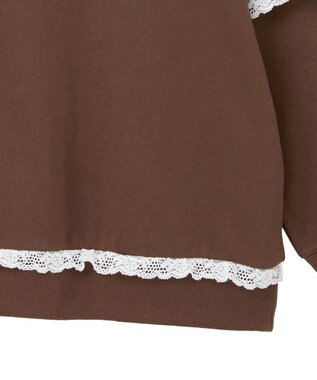 earth music&ecology レーススウェットプルオーバー Brown