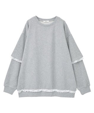 earth music&ecology レーススウェットプルオーバー Gray