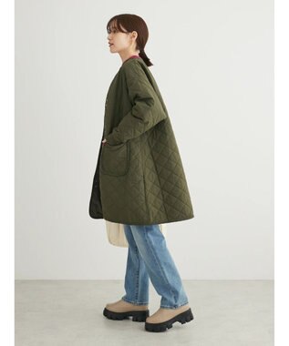 Green Parks キルティングミドル丈コート Khaki