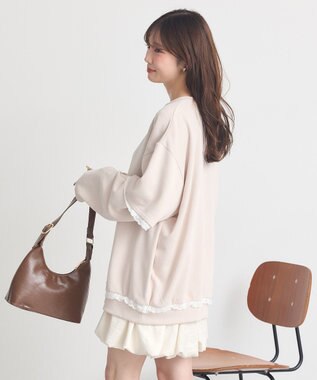 earth music&ecology レーススウェットプルオーバー Ecru